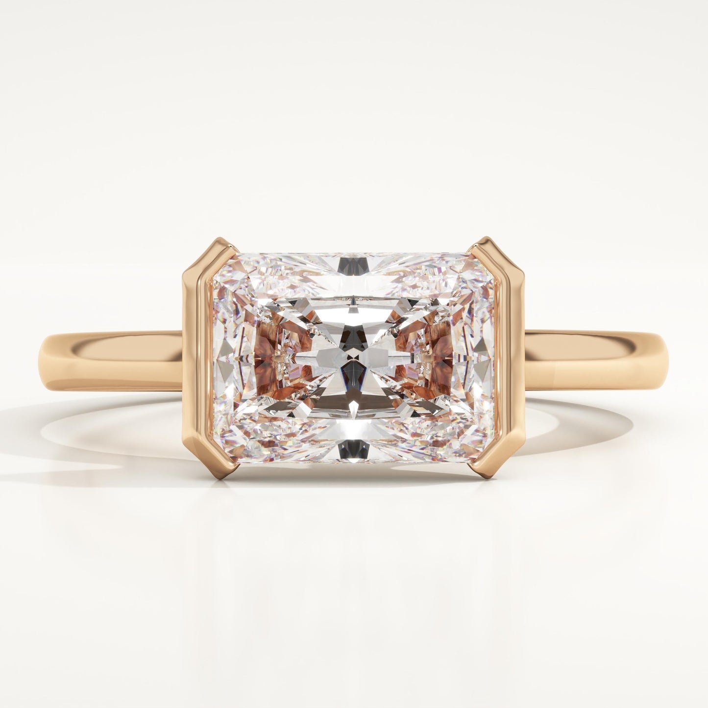 2 CT Radiant Cut Half Bezel Moissanite Engagement Ring