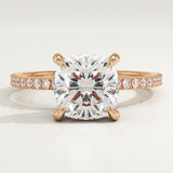 2.0 CT Cushion Cut Pave Lab-Grown Diamond Engagement Ring