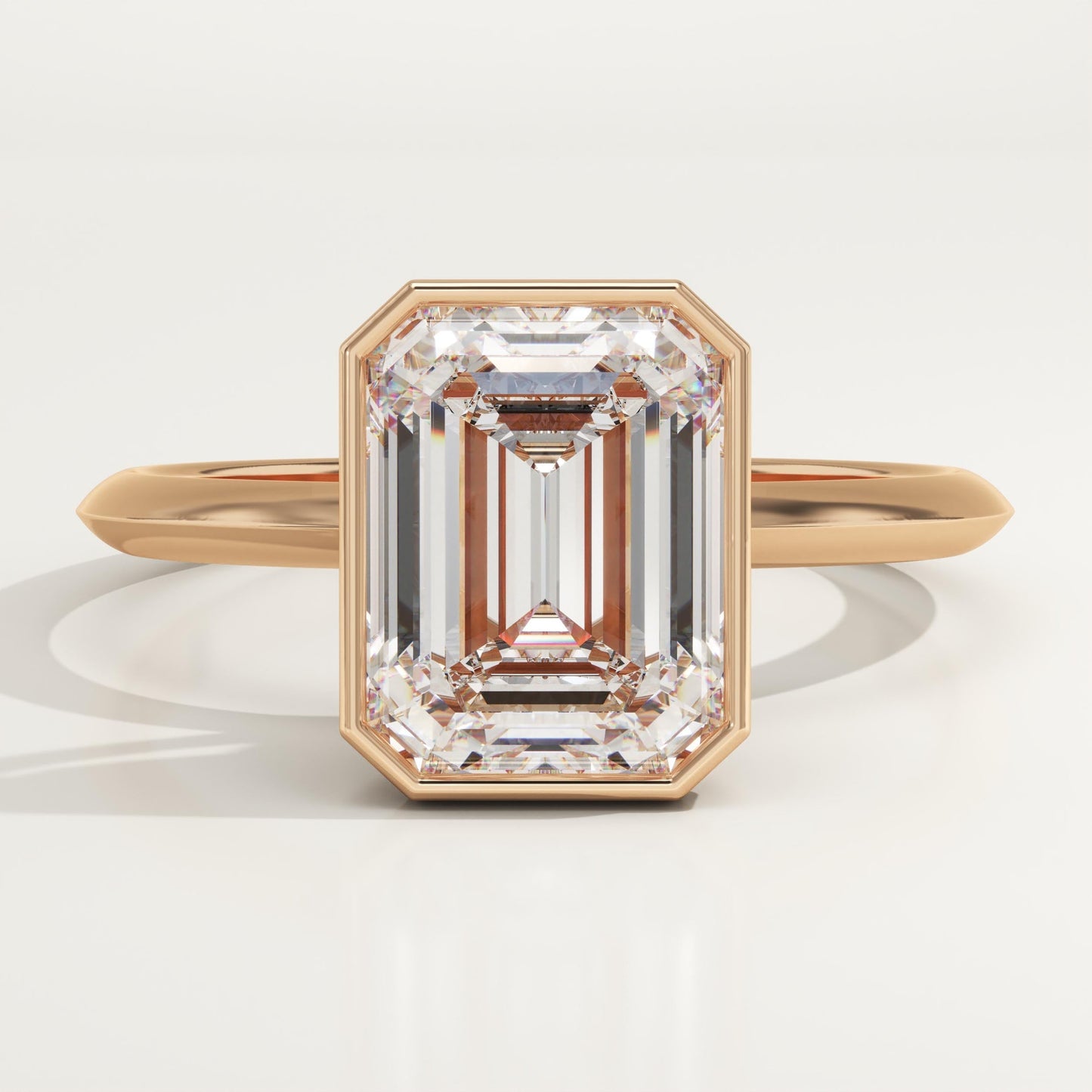 Emerald Cut Bezel Lab-Grown Diamond Engagement Ring