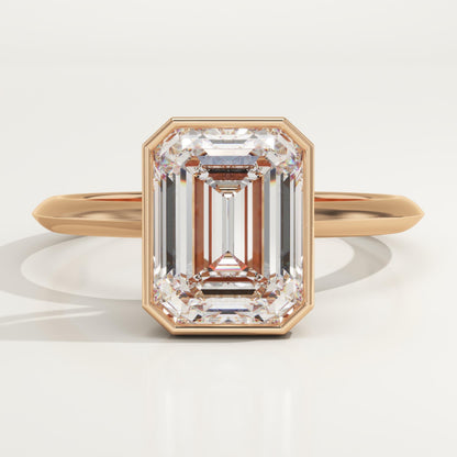 Emerald Cut Bezel Lab-Grown Diamond Engagement Ring
