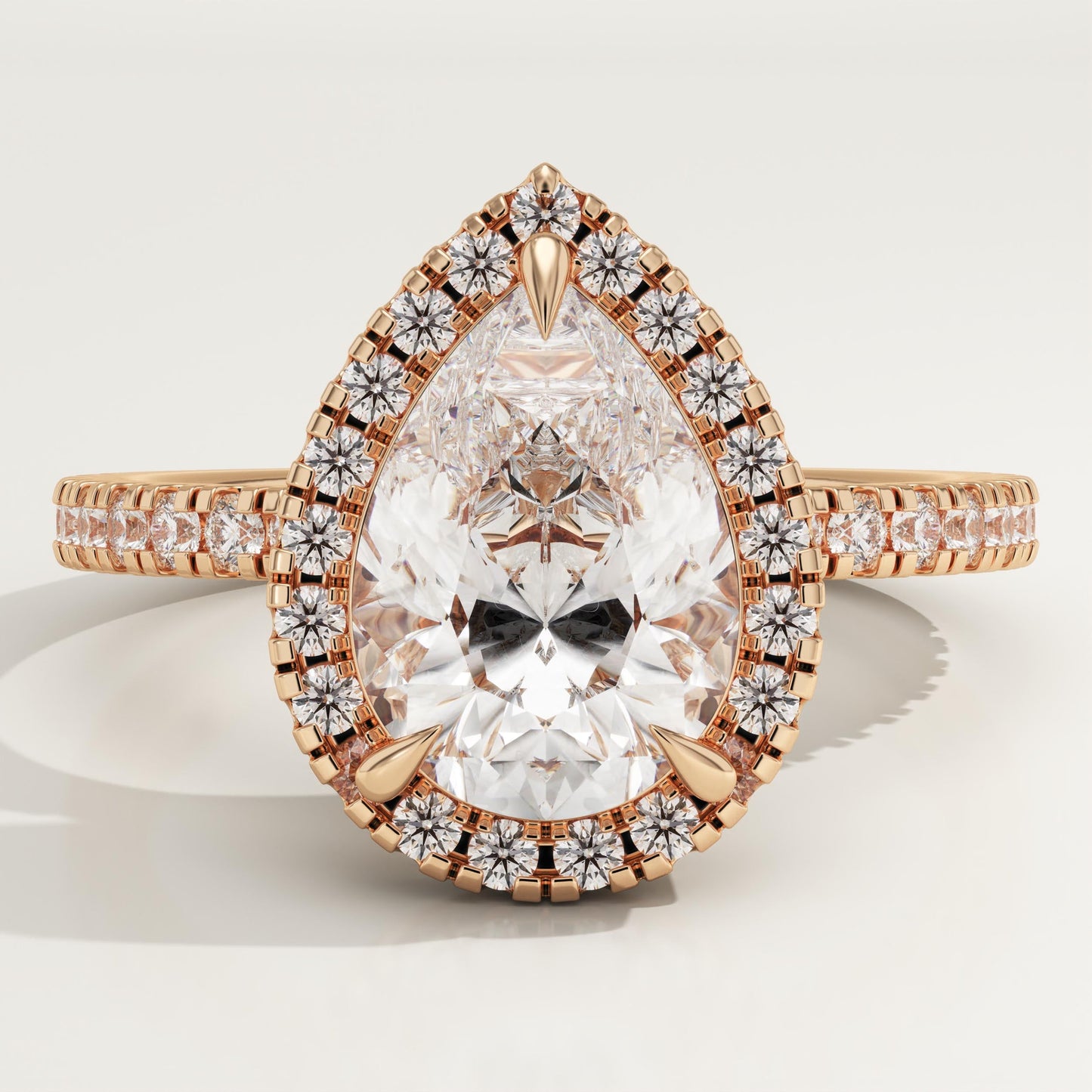 Pear Cut Halo & Pave Lab-Grown Diamond Engagement Ring