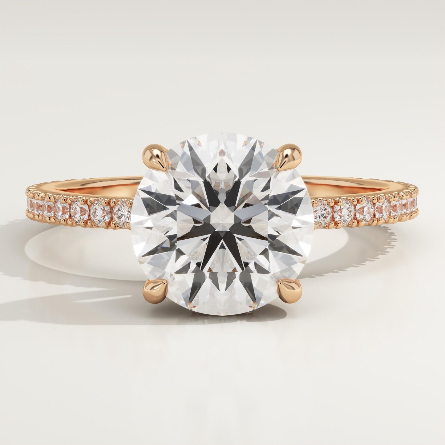 Round Cut Hidden Halo & Pave Lab-Grown Diamond Engagement Ring