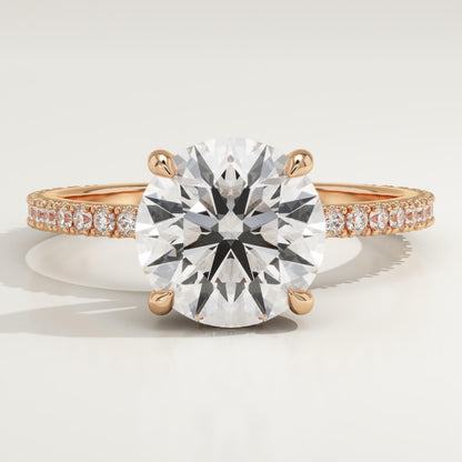 Round Cut Hidden Halo & Pave Lab-Grown Diamond Engagement Ring