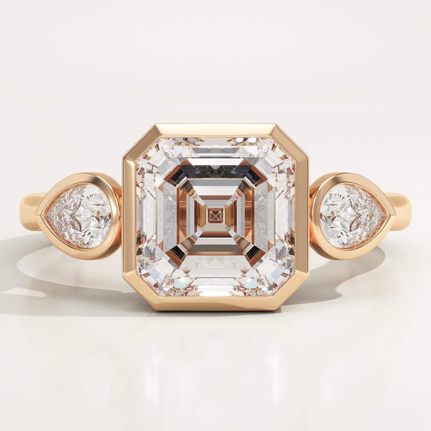 Asscher Cut Three Stone Lab-Grown Diamond Engagement Ring
