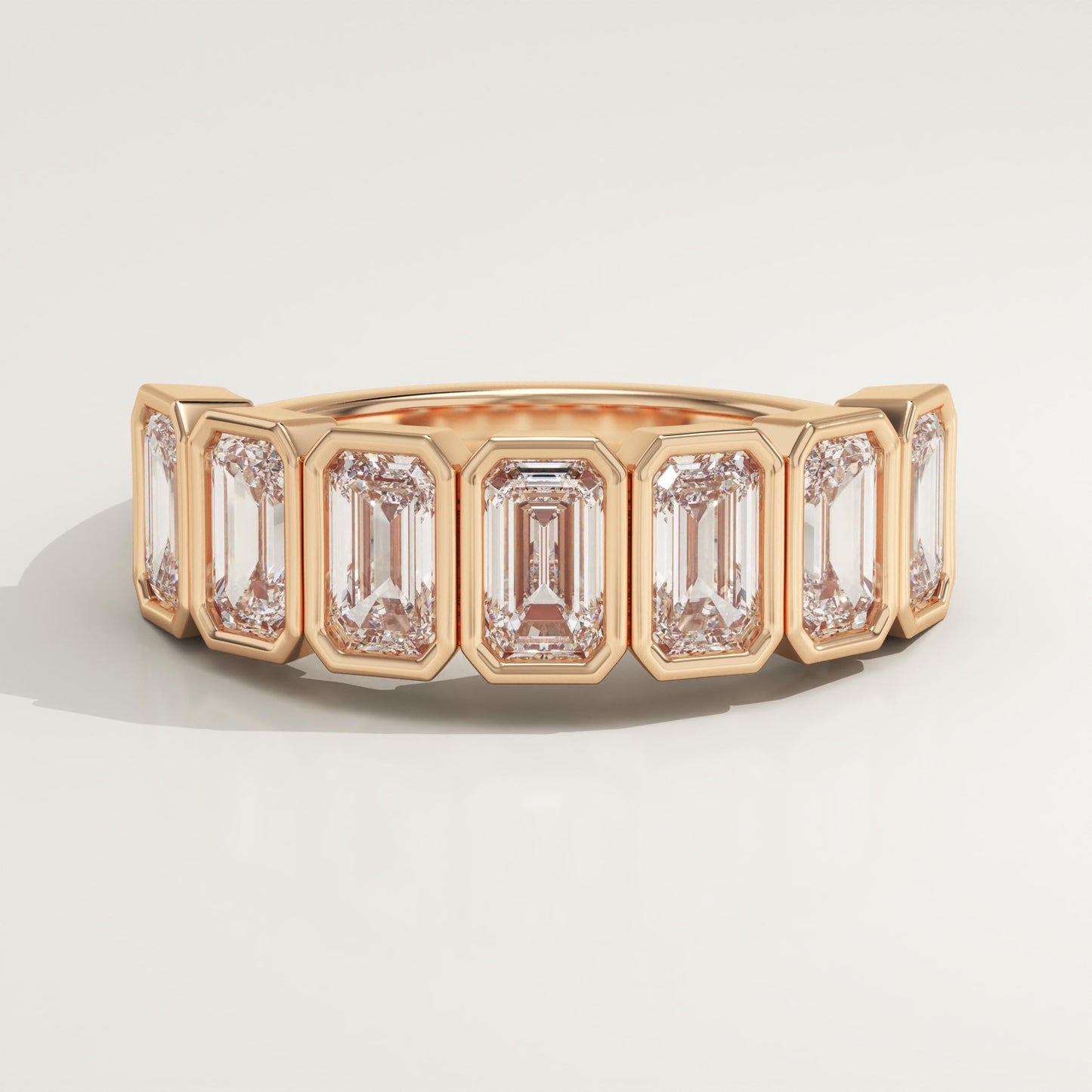 1.56 TCW Emerald Lab-Grown Diamond Half Eternity Wedding Band