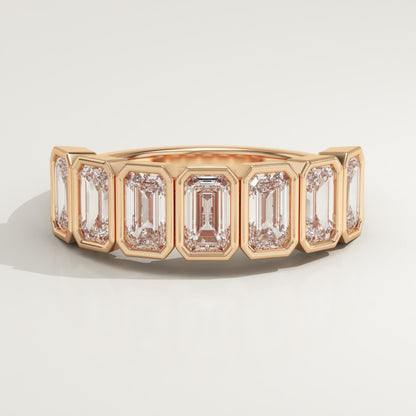 1.56 TCW Emerald Lab-Grown Diamond Half Eternity Wedding Band
