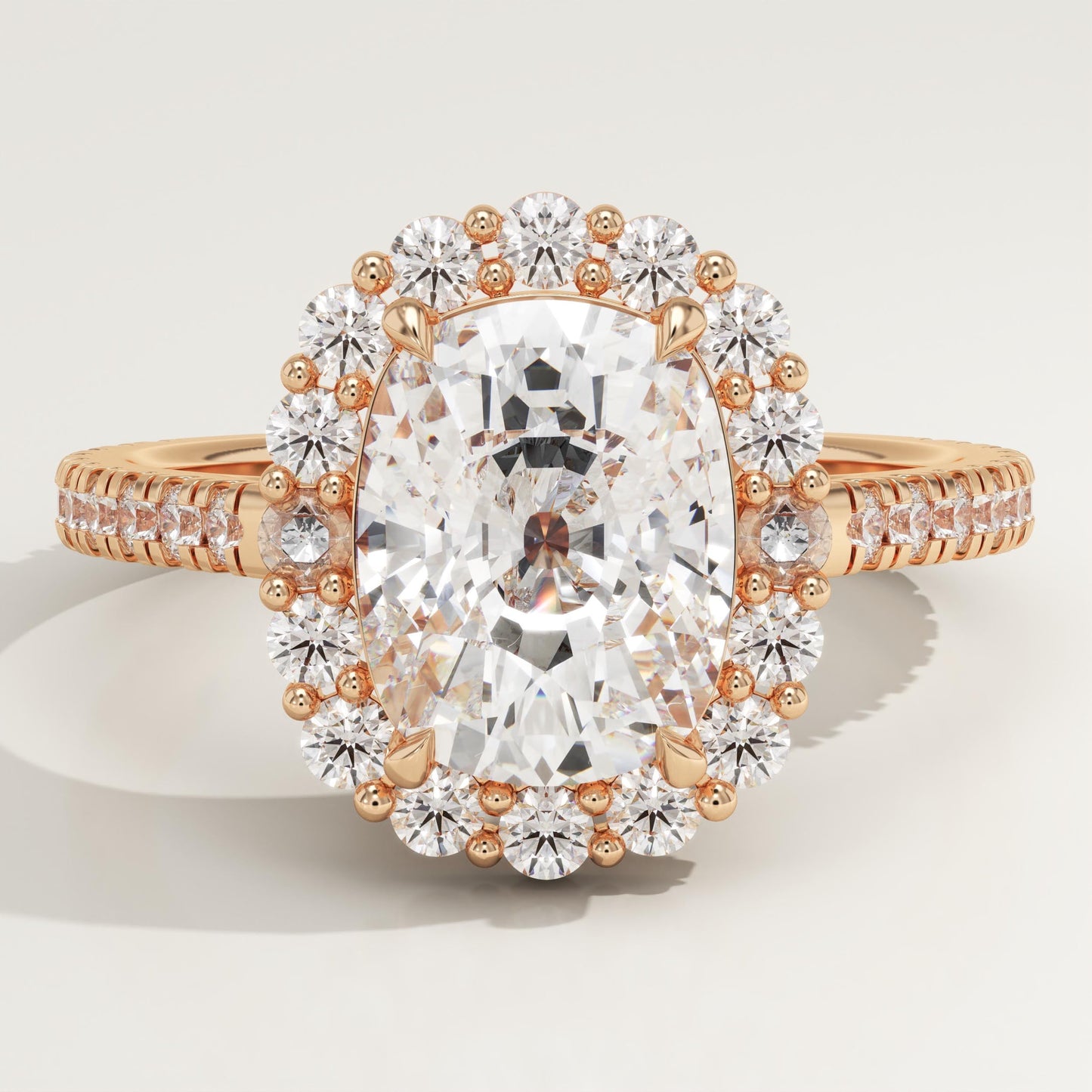 Elongated Cushion Cut Halo & Pave Lab-Grown Diamond Engagement Ring