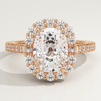 Elongated Cushion Cut Halo & Pave Lab-Grown Diamond Engagement Ring