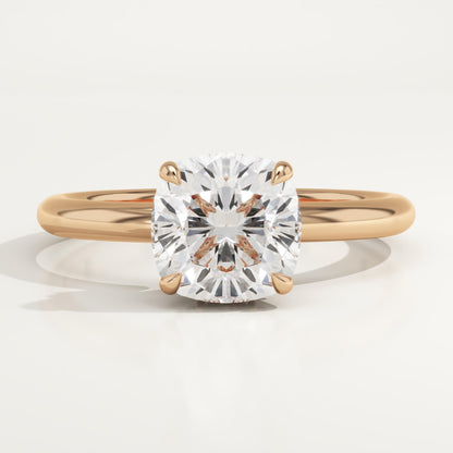 1.75 CT Cushion Cut Hidden Halo Moissanite Engagement Ring