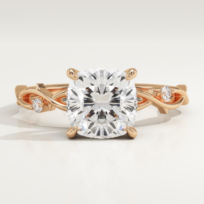 Cushion Cut Nature Inspired Lab-Grown Diamond Engagement Ring