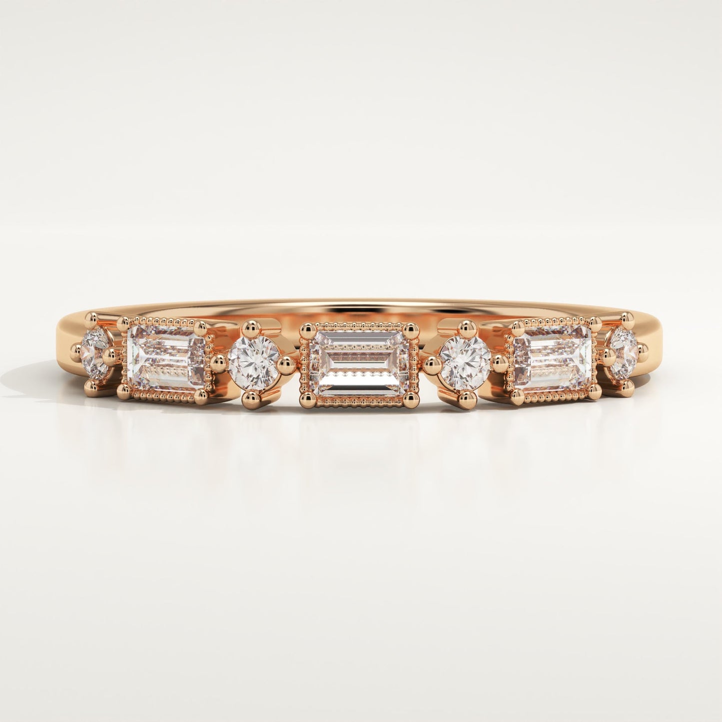 0.31 TCW Baguette & Round Lab-Grown Diamond Half Eternity Wedding Band