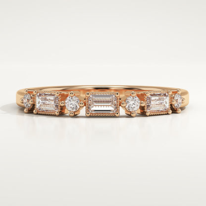 0.31 TCW Baguette & Round Lab-Grown Diamond Half Eternity Wedding Band