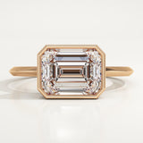 1.5 CT East West Emerald Cut Bezel Lab-Grown Diamond Engagement Ring