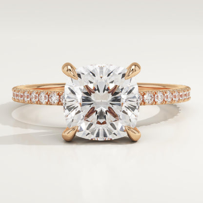 Cushion Cut Pave Lab-Grown Diamond Engagement Ring