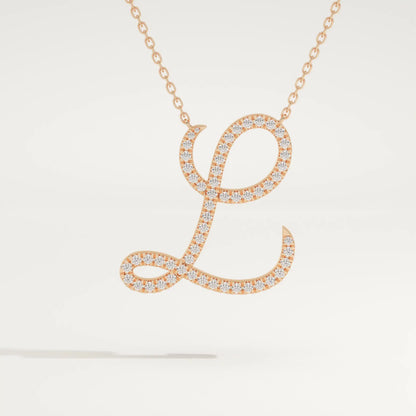 0.198 TCW Round Lab-Grown Diamond L Initial Necklace