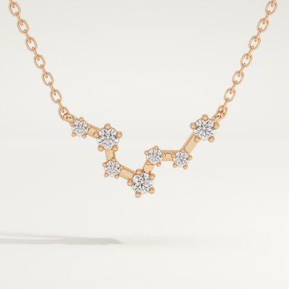 0.103 TCW Round Lab-Grown Diamond Pisces Constellation Necklace