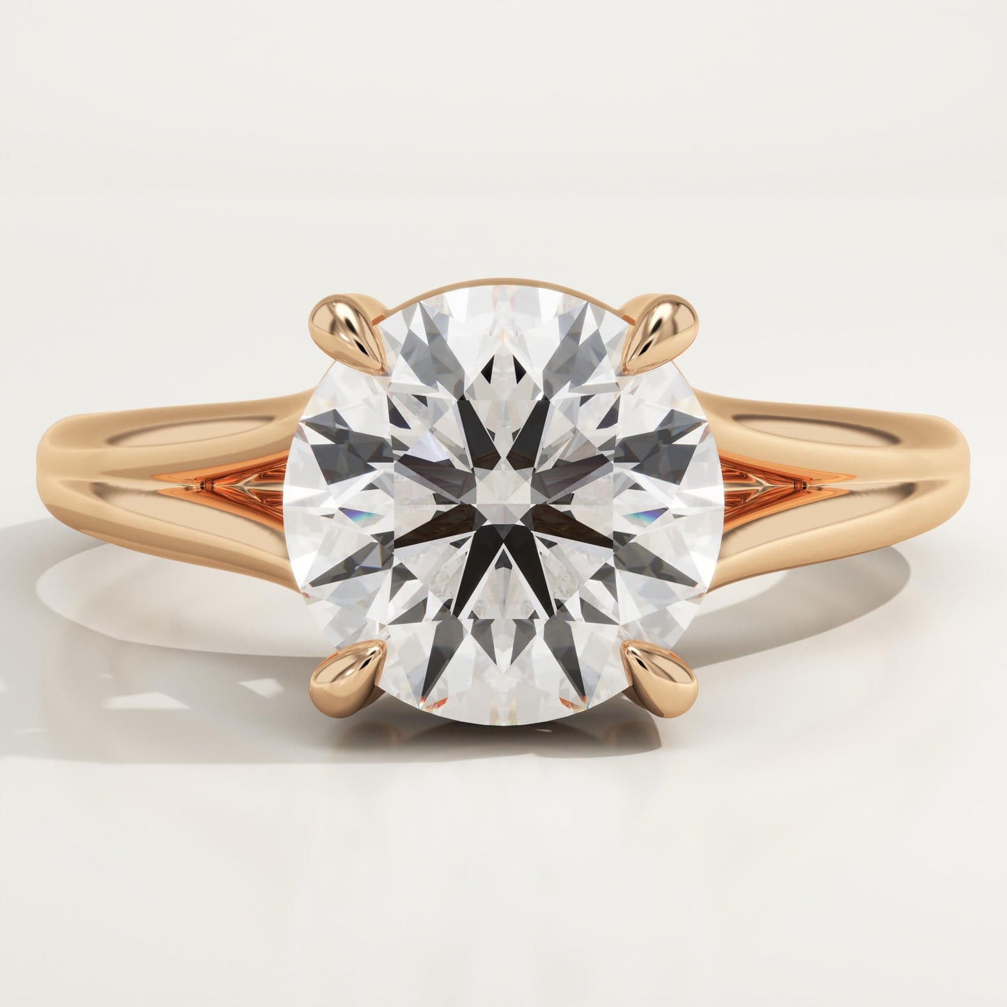 Round Cut Solitaire Split Shank Lab-Grown Diamond Engagement Ring