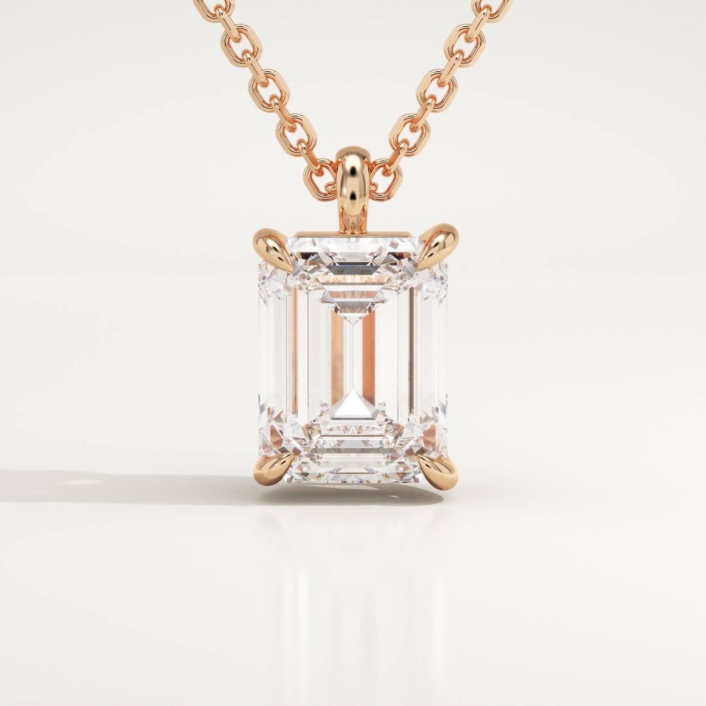 2 CT Emerald Cut Lab-Grown Diamond Solitaire Necklace