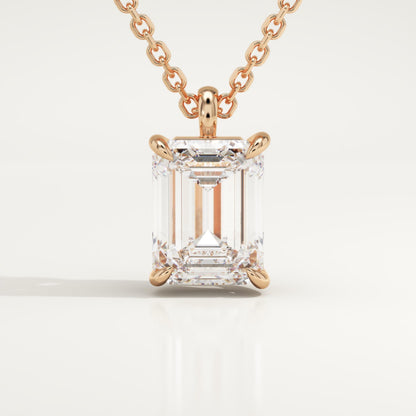 2 CT Emerald Cut Lab-Grown Diamond Solitaire Necklace