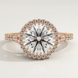 2.0 CT Round Cut Halo & Pave Lab-Grown Diamond Engagement Ring