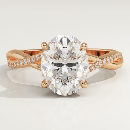 Oval Cut Twisted Pave Lab-Grown Diamond Engagement Ring