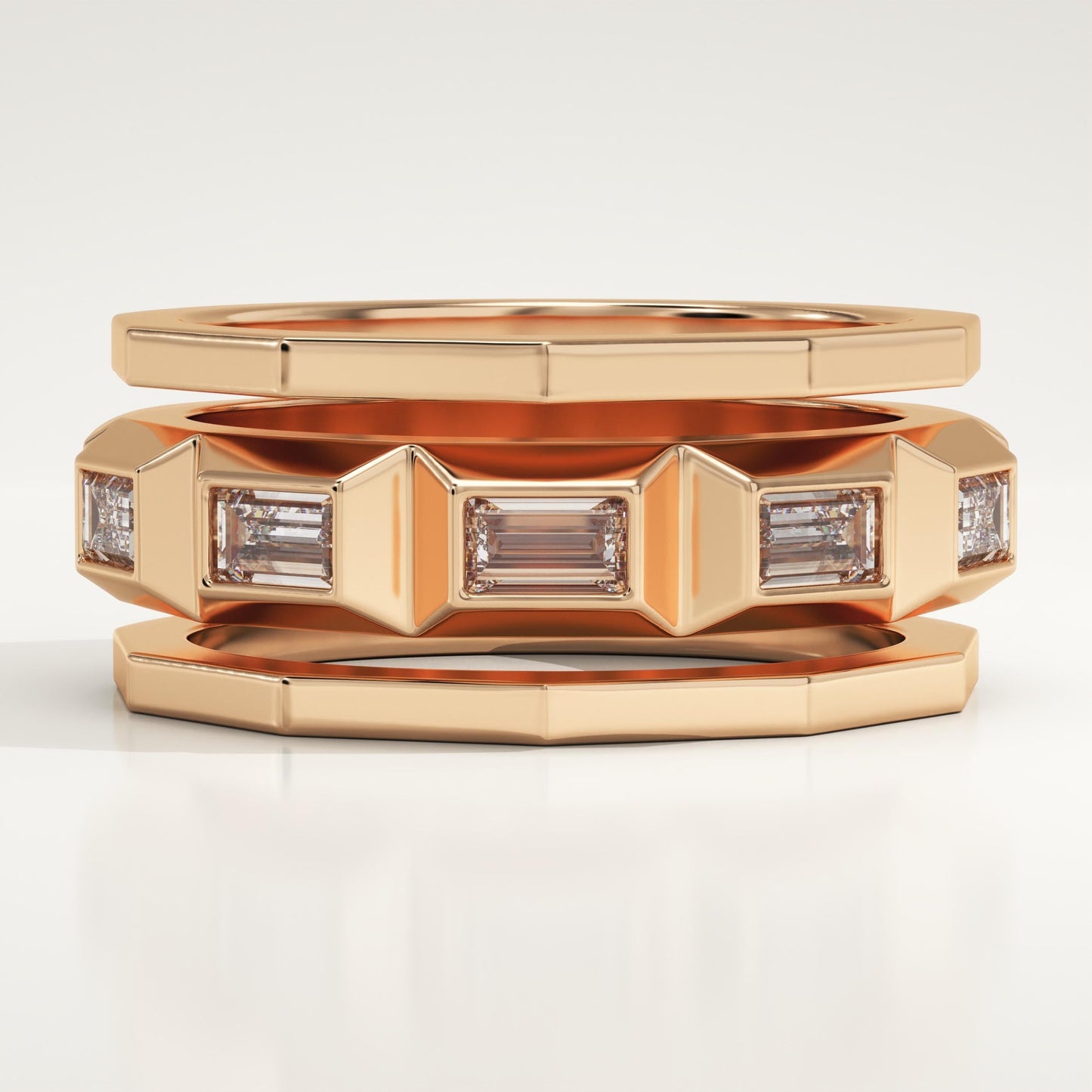 0.67 TCW Baguette Lab-Grown Diamond Five Stone Wedding Band For Men