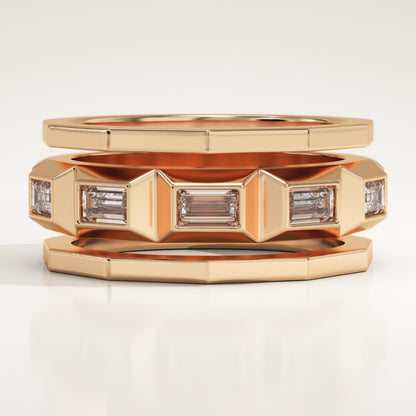 0.67 TCW Baguette Lab-Grown Diamond Five Stone Wedding Band For Men