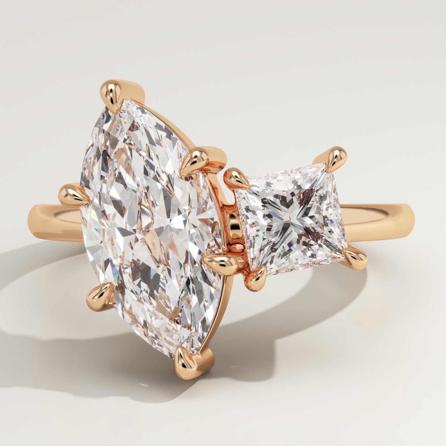 3 TCW Princess & Marquise Cut Toi Et Moi Lab-Grown Diamond Engagement Ring