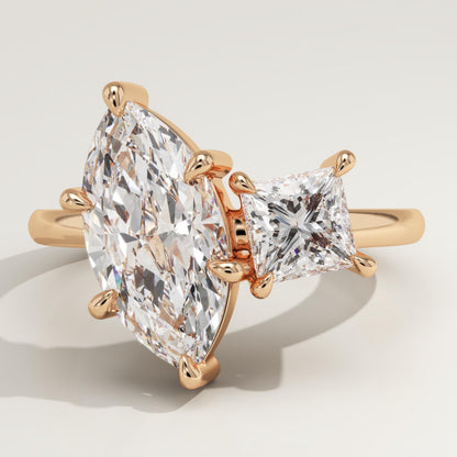 3 TCW Princess & Marquise Cut Toi Et Moi Lab-Grown Diamond Engagement Ring