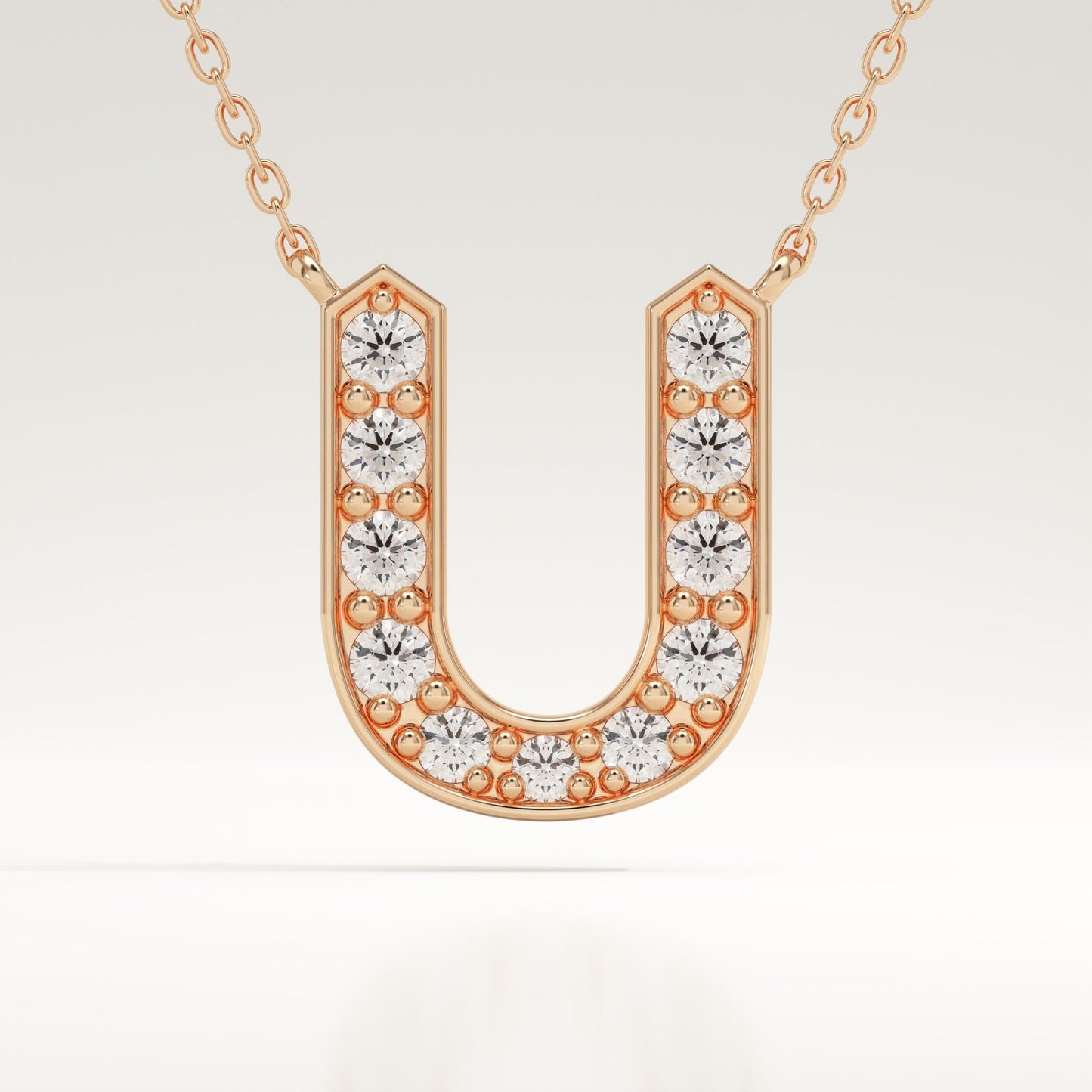 0.26 TCW Round Lab-Grown Diamond U Initial Necklace