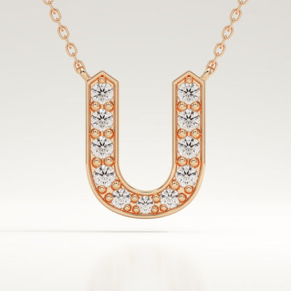 0.26 TCW Round Lab-Grown Diamond U Initial Necklace