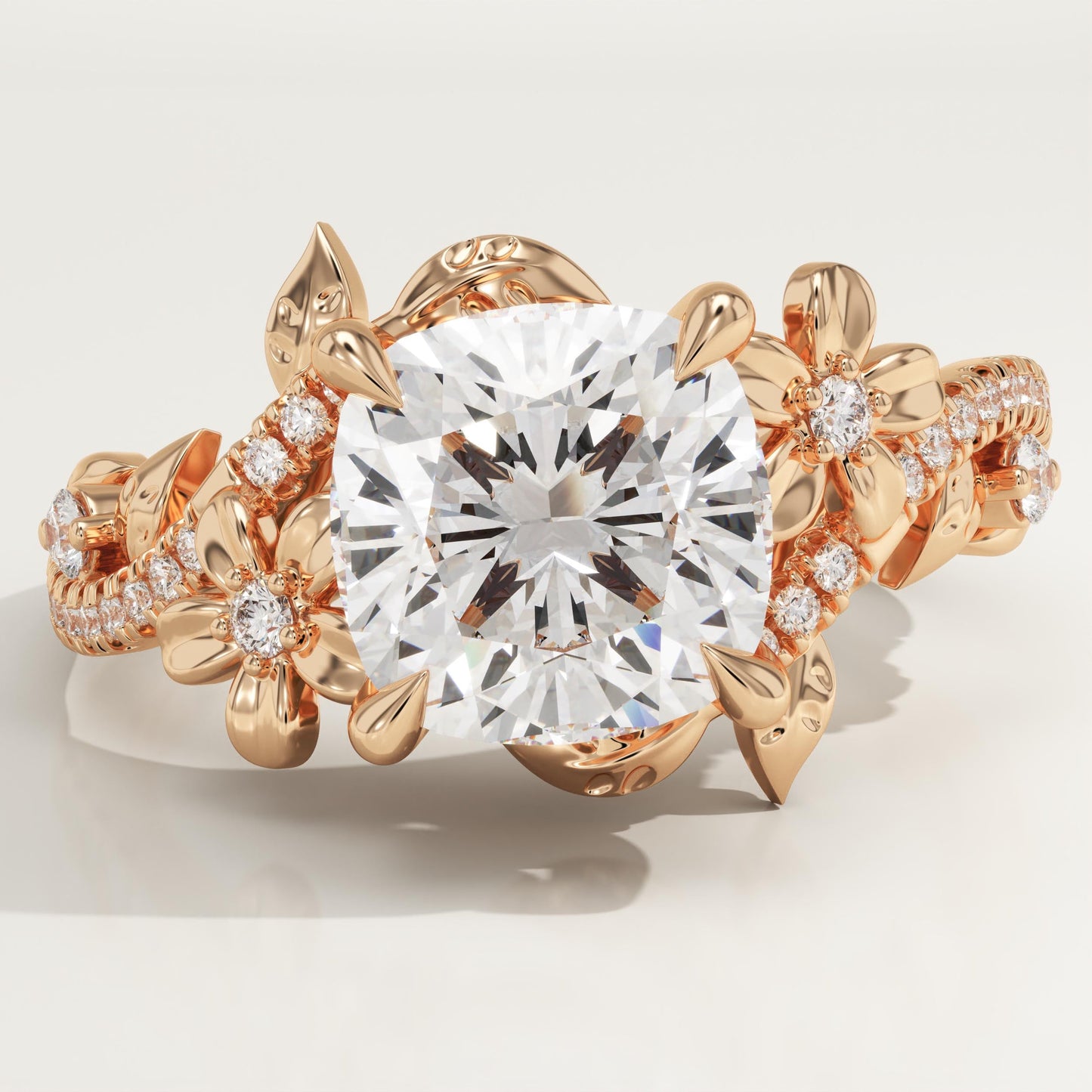 Cushion Cut Nature Inspired Lab-Grown Diamond Engagement Ring