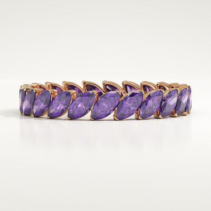 1.2 TCW Marquise Shaped February-Amethyst Birthstone Wedding Band