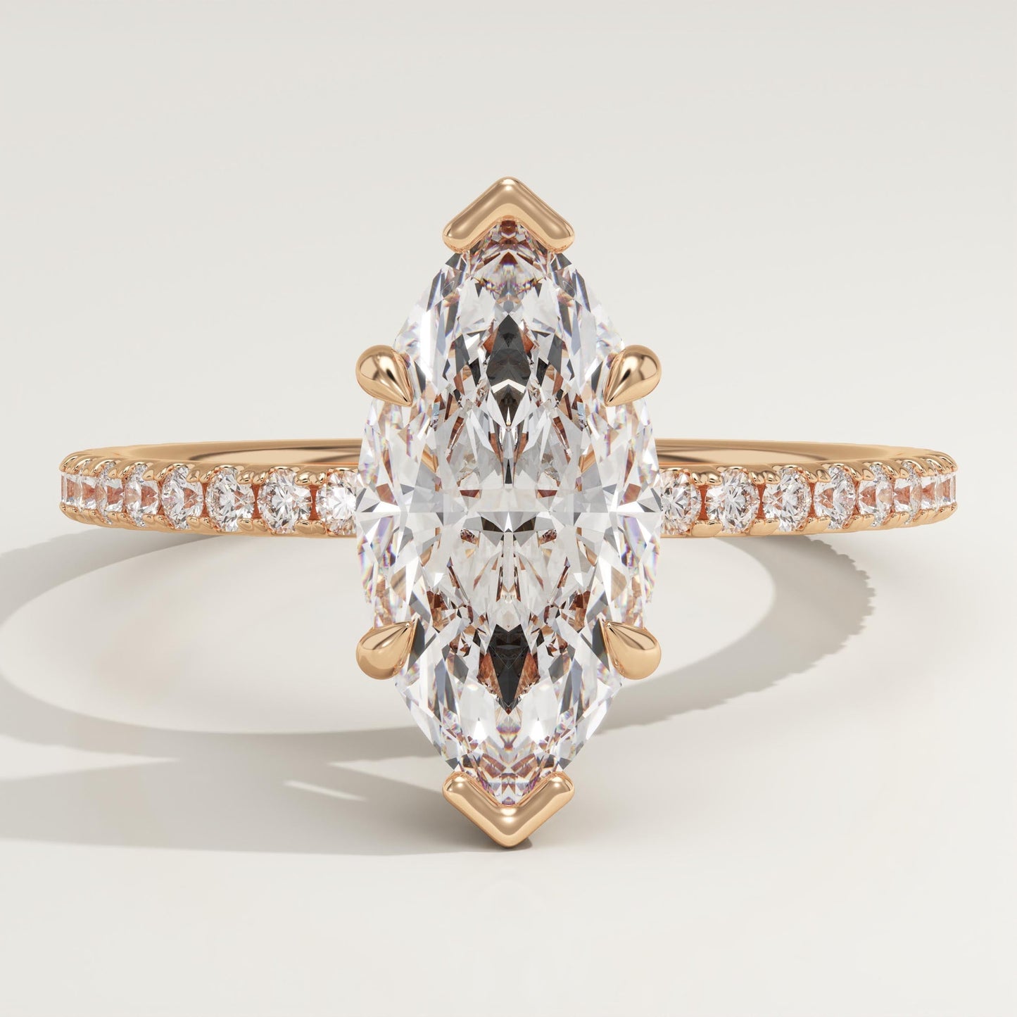 Marquise Cut Pave Lab-Grown Diamond Engagement Ring
