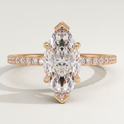 Marquise Cut Pave Lab-Grown Diamond Engagement Ring