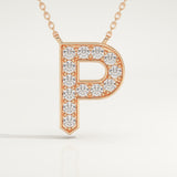 0.39 TCW Round Lab-Grown Diamond P Initial Necklace