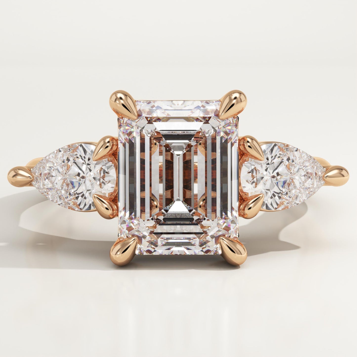 Emerald Cut Three Stone Lab-Grown Diamond Engagement Ring