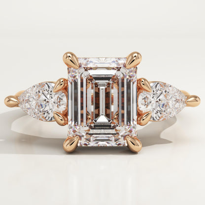 Emerald Cut Three Stone Lab-Grown Diamond Engagement Ring