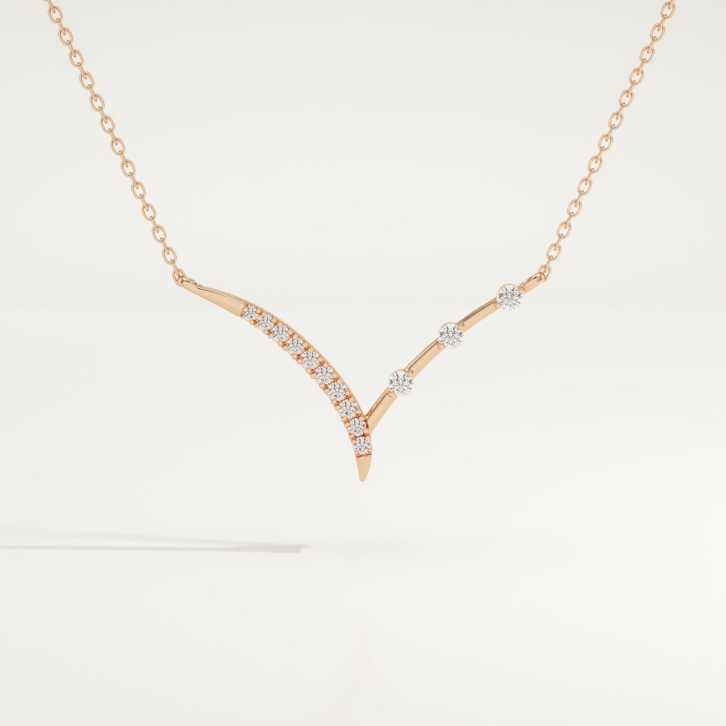 0.128 TCW Round Lab-Grown Diamond Half Chevron Necklace