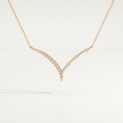 0.128 TCW Round Lab-Grown Diamond Half Chevron Necklace