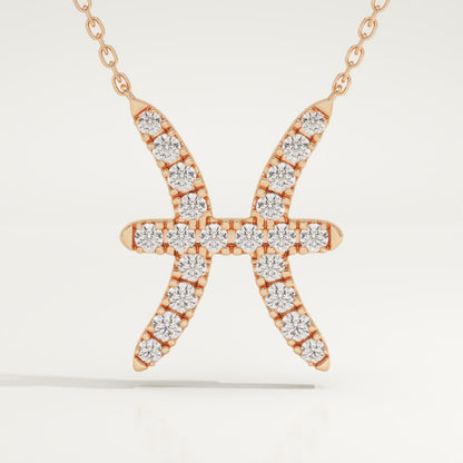 0.273 TCW Round Lab-Grown Diamond Pisces Zodiac Necklace
