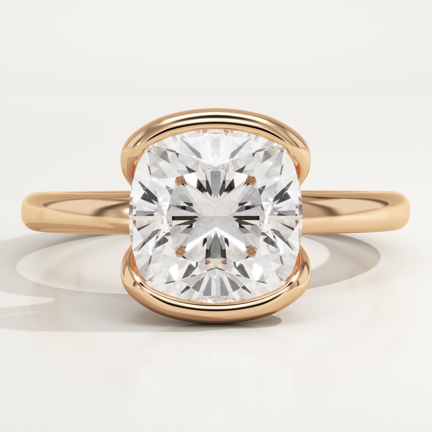 Cushion Cut Half Bezel Lab-Grown Diamond Engagement Ring