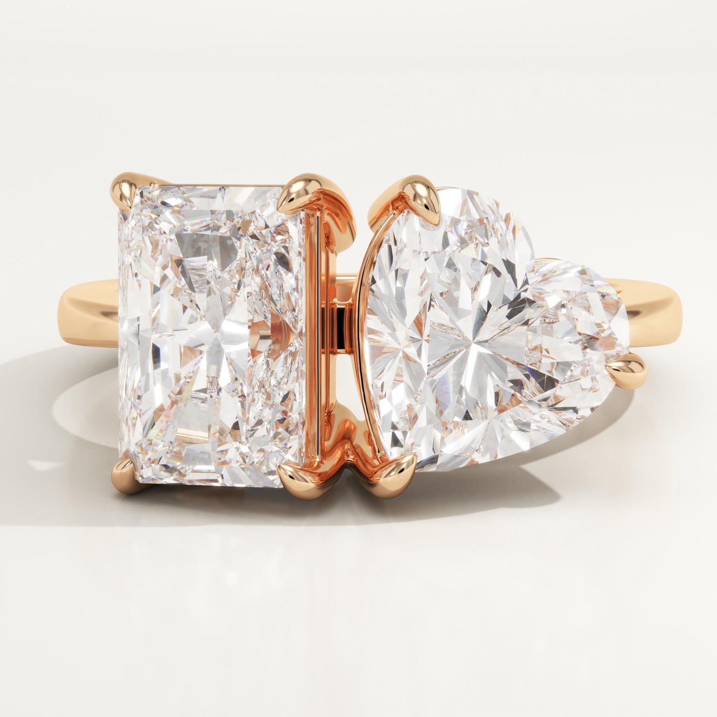 4.75 TCW Radiant & Heart Cut Toi Et Moi Lab-Grown Diamond Engagement Ring