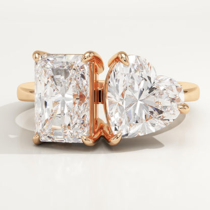4.75 TCW Radiant & Heart Cut Toi Et Moi Lab-Grown Diamond Engagement Ring