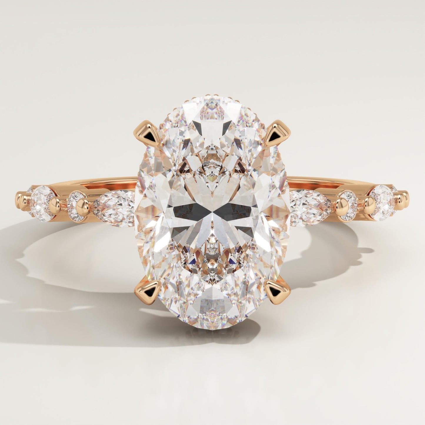Oval Cut Hidden Halo & Pave Lab-Grown Diamond Engagement Ring