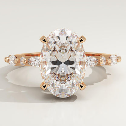 Oval Cut Hidden Halo & Pave Lab-Grown Diamond Engagement Ring
