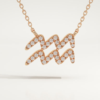 0.114 TCW Round Lab-Grown Diamond Aquarius Zodiac Necklace