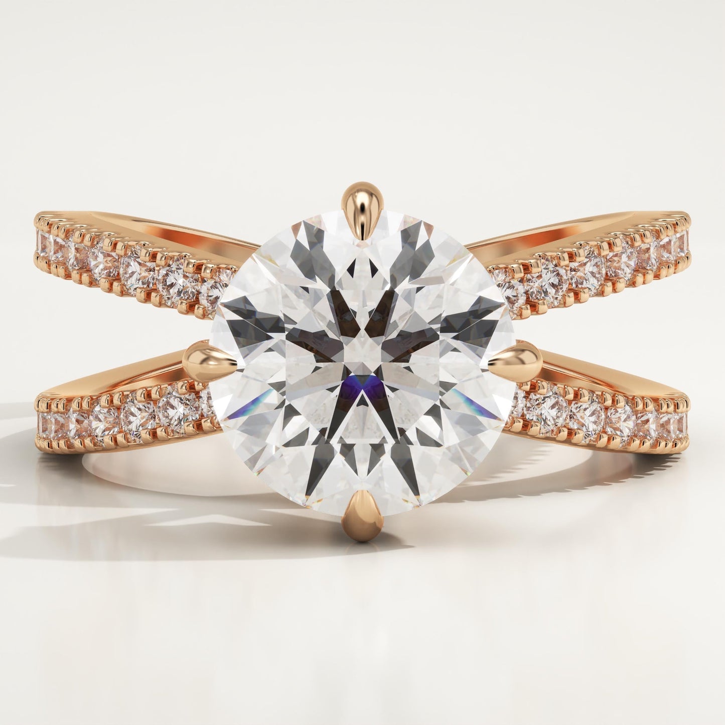 Round Cut Hidden Halo & Criss Cross Pave Lab-Grown Diamond Engagement Ring