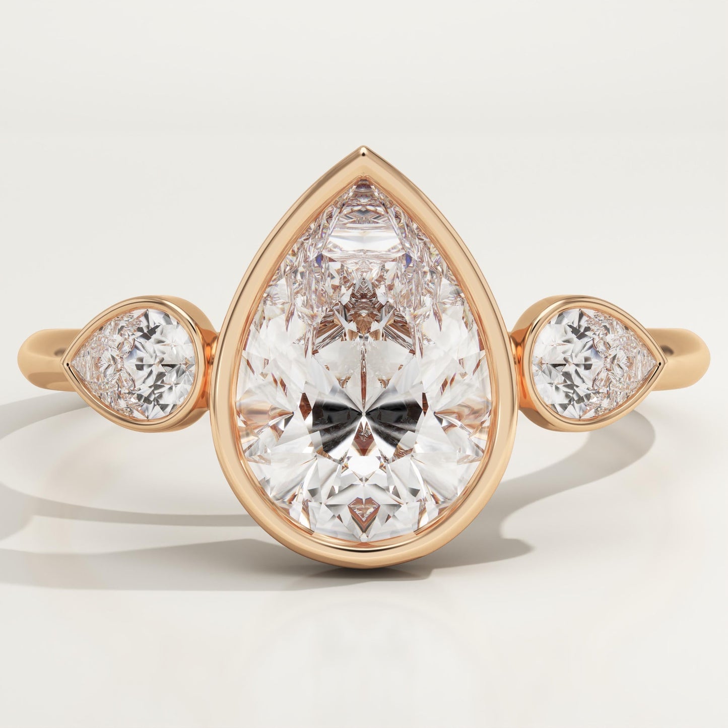 Pear Cut Three Stone Lab-Grown Diamond Engagement Ring