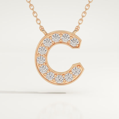 0.24 TCW Round Lab-Grown Diamond C Initial Necklace